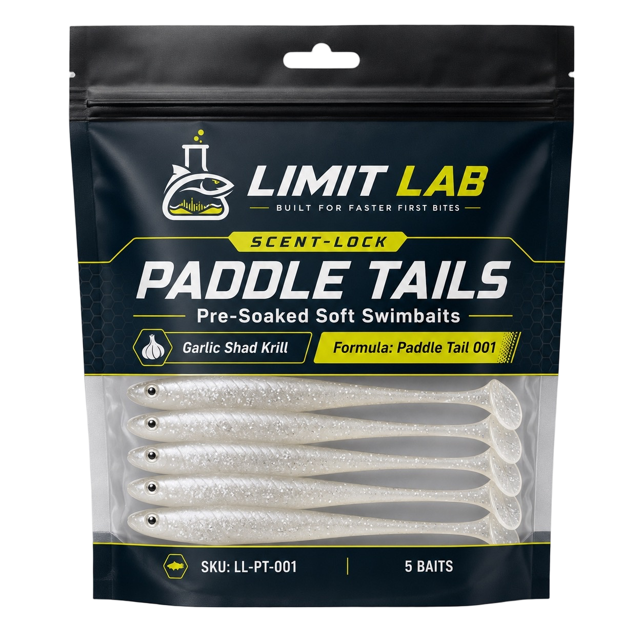 Scent-Lock™ Paddle Tails — Garlic Shad Krill